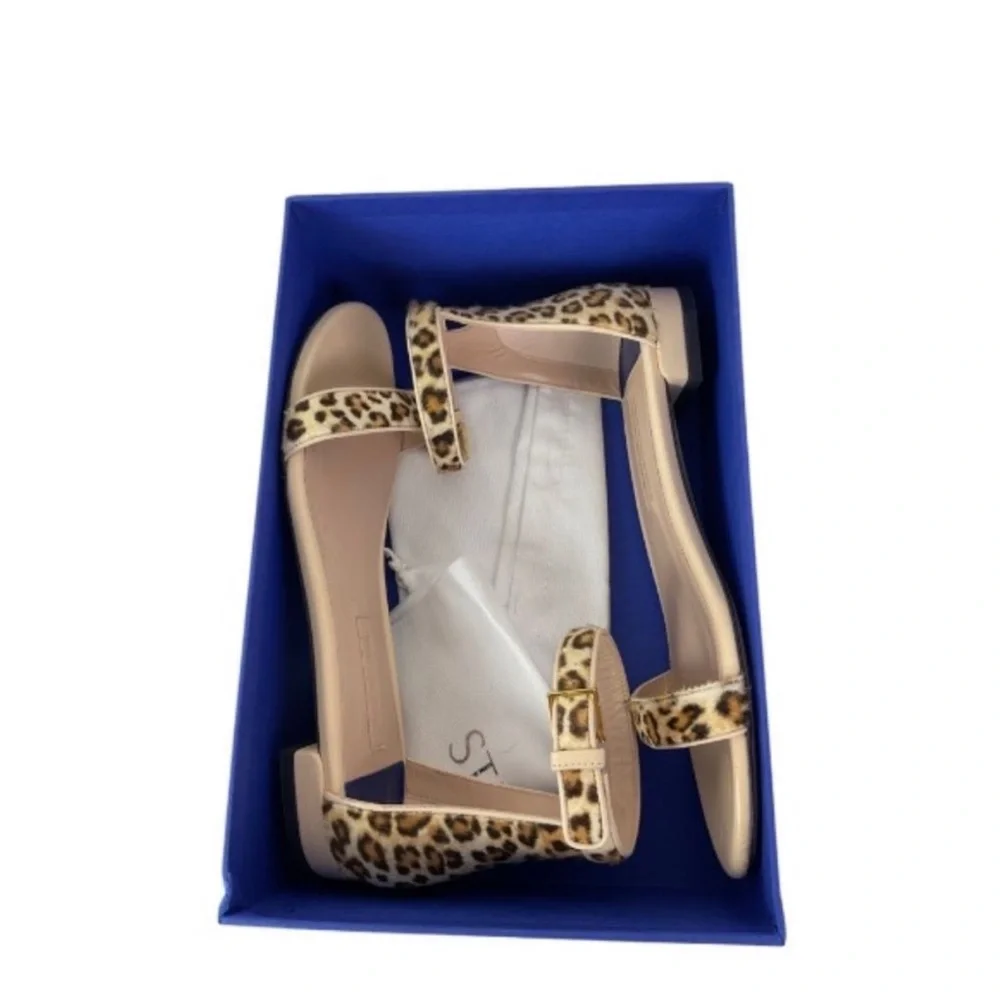 NWT. New in Box. Stuart Weitzman Leopard Print Sandals with Ankle Strap. - Picture 7 of 8